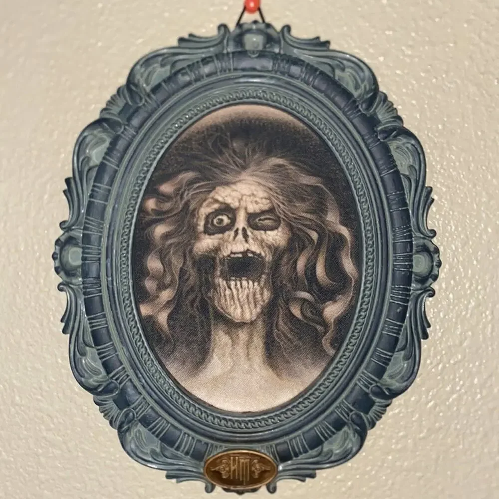 Spirit Halloween Haunted Mansion Old Woman Ghoul Portrait Wall Frame Ghost Sign